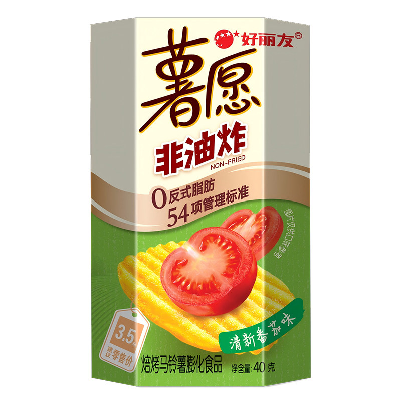 好丽友薯愿40g泡菜味休闲薯片番茄味非油炸零食膨化小吃