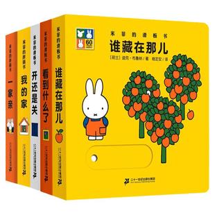 米菲的滑板书拼插书 全套5册绘本系列看到了什么开还是关我的家一家亲 0到3岁幼儿启蒙早教玩具立体书撕不烂 米菲认知洞洞书单词书