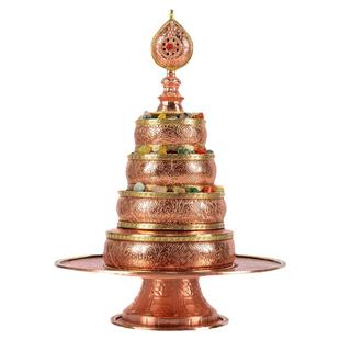 曼扎盘修盘仿尼泊尔手工红铜曼茶罗曼达盘用品八吉祥摆件