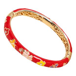 旅游纪念品景泰蓝卡通儿童手镯珐琅彩铜胎镀金椭圆手环生日礼物