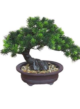 仿真迎客松树盆景室内桌面摆设假花植物小盆栽客厅绿植装饰品摆件