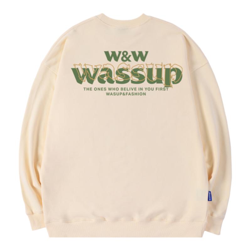WASSUP波浪字国潮圆领套头卫衣