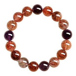 普陀山超七水晶手链女多宝草莓晶发晶彩紫7水晶天然手串生日礼物