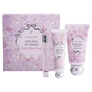 jill stuart吉尔斯图亚特25圣诞套装白花/奶茶滚珠香水10ml护发膏