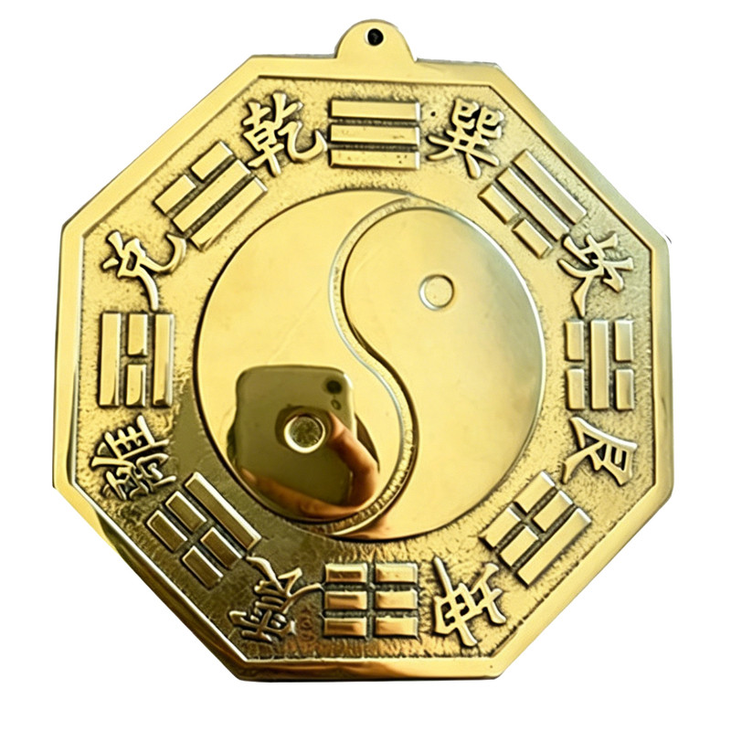黄铜八卦镜凸镜家用大门口窗户阳台店铺对墙角挂件太极凹凸镜摆件
