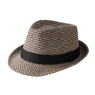 老人男爷爷帽子春秋款中老年爸爸欧美风时尚洋气绅士格子毛呢礼帽