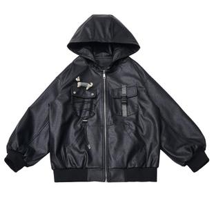 现货即发【乐园夜】皮质防风外套短卫衣显瘦半裙长裤(送胸针