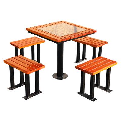 户外小区一桌四椅棋盘桌椅组合