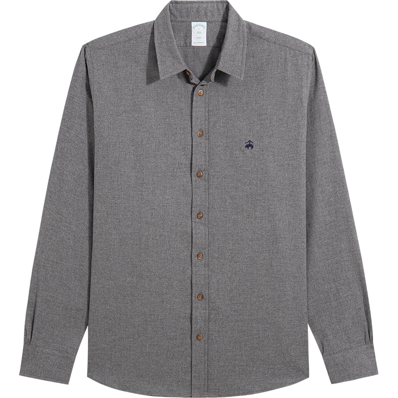 [磨毛]Brooks Brothers/布克兄弟男士秋季款刺绣logo纯色长袖衬衫