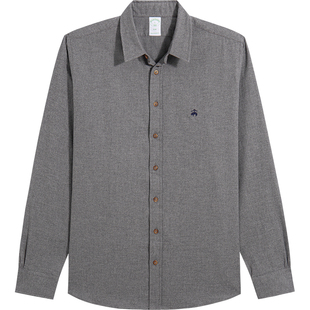 [磨毛]Brooks Brothers/布克兄弟男士秋季款刺绣logo纯色长袖衬衫