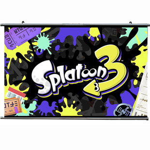 斯普拉遁3游戏周边海报喷射战士3布制挂画Splatoon合金画轴装饰画