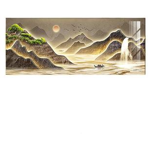 聚宝盆客厅装饰画东墙聚财山水画领导办公室挂画高档大气横幅壁画