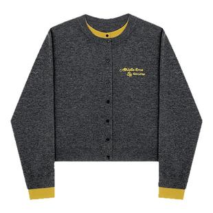 HONORE古月 miu里miu气 100%毛字母撞色假俩件开衫