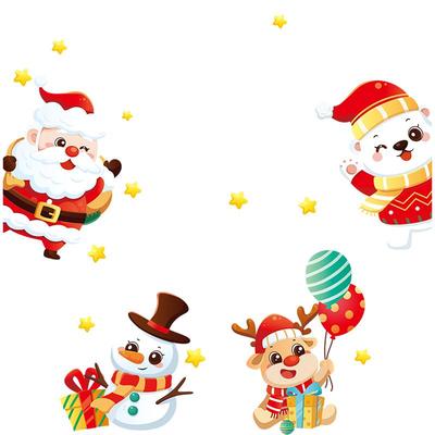 圣诞节装饰品静电贴橱窗玻璃门墙窗户贴纸贴画圣诞老人树窗贴用品