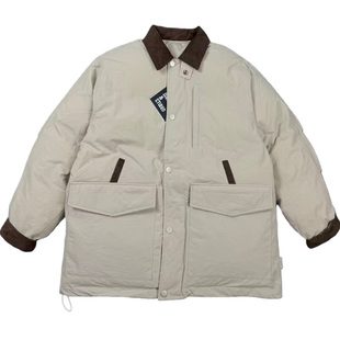 巨蓬松 猎装多袋日系复古工装 冬款防水阔版灯芯绒领教练棉衣外套