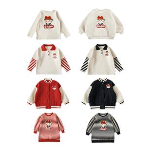 幼悠女童安安系列俏皮可爱封面女孩外套糖豆纽扣休闲POLO衫多件套