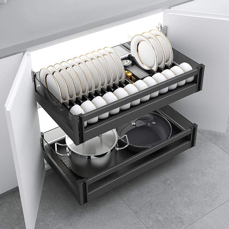 飞鸥拉篮厨房橱柜碗碟拉篮锅具收纳双层抽屉式调味篮碗篮铝合金,家装主材,拉篮,淘宝优惠券,粉丝福利购,淘宝优惠卷