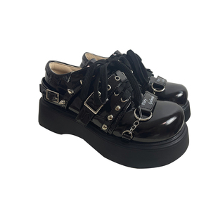 仙女教母原创结缘枷锁黑暗系大头鞋系带深口亚文辣妹厚底小皮鞋女