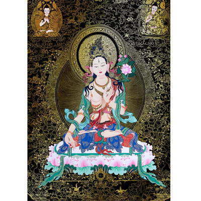 白度母描金线稿佛像diy手绘邦基