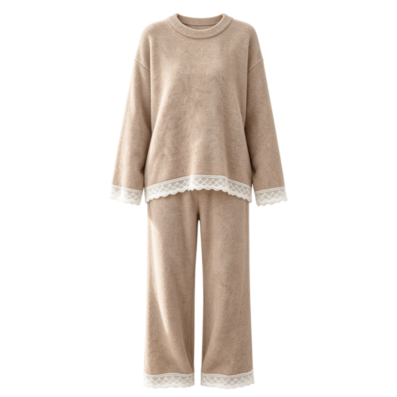 素舒尔半边绒女睡衣套装女家居服