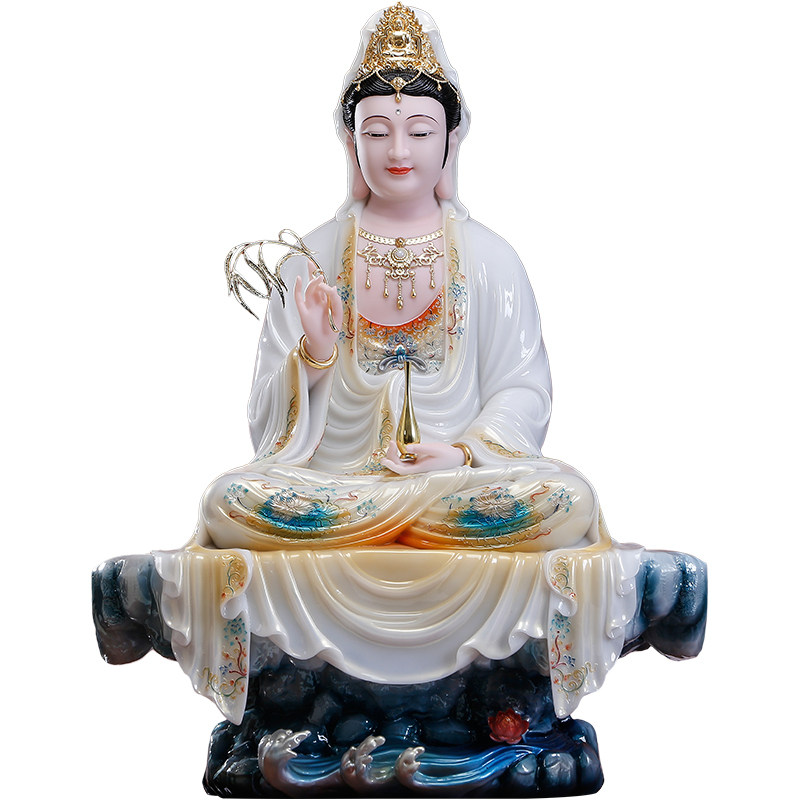 汉白玉坐岩观音自在观世音菩萨