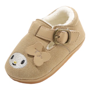 冬季6到12个月小月龄男女宝宝加绒软底学步鞋子婴幼儿一阶段棉鞋8