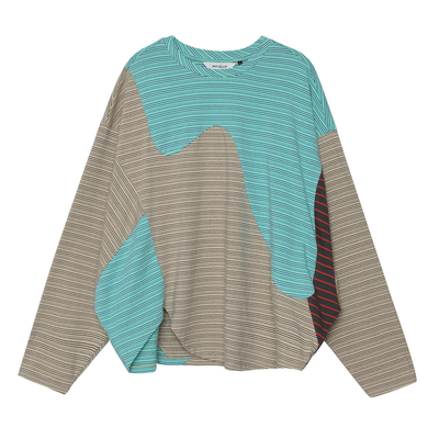 MOVEUP幻走2024春季新款不规则拼接设计师短款T恤女124110522