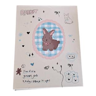 原创蓝色格纹兔子四宫格卡册a5活页拍立得相册爱豆专辑小卡收纳册