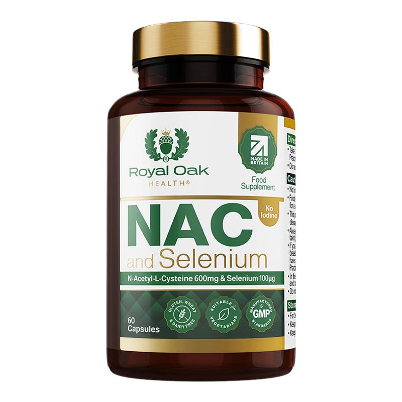 皇家橡树N-乙酰半胱氨酸胶囊NAC+硒补充剂英国进口保健食品无麸质