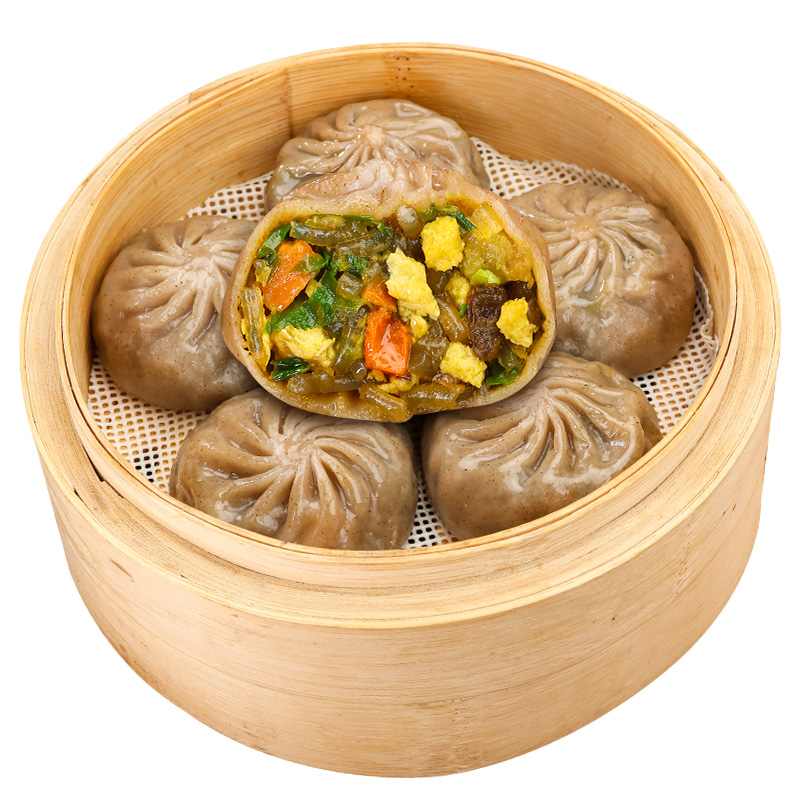 荞麦包子小笼包早餐半成品素馅薄皮减膳食脂速食代餐主食加热即食