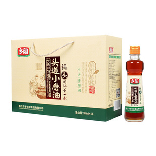乡韵小磨芝麻香油礼盒装河南特产305ml4瓶头道香油小磨香油无添加