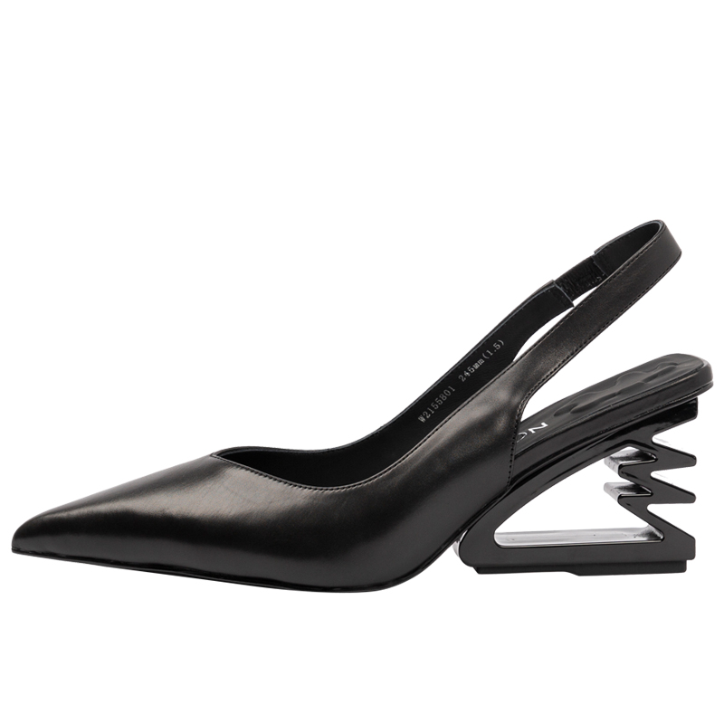 NOOWA设计师原创异形跟尖头高跟凉鞋女2025款真皮时尚法式高跟鞋