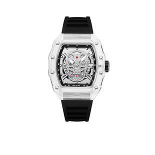 【自营】Katie Ermilio潮流机械风时尚酒桶形镂空运动防水手表