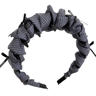 复古格纹蝴蝶结缠绕齿梳发箍高级感云朵泡泡显发量气质头箍发饰新