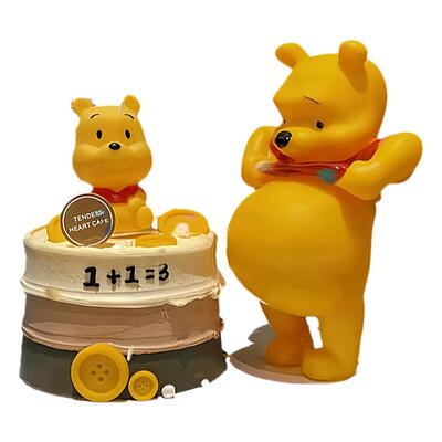 大肚熊维尼蛋糕装饰小熊蜜蜂插牌孕妇妈妈生日甜品装台扮插件套装