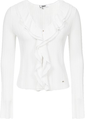 ONLY花边装饰上衣V领软糯针织衫