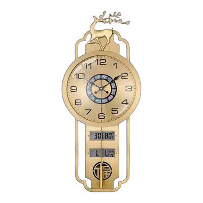 新中式黄铜福鹿挂钟客厅家用