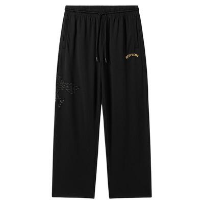 BOYLONDON时尚鸦黑休闲直筒针织长裤26年夏新款男女抽绳裤N15016