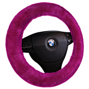 纯羊毛汽车方向盘套冬季毛绒车把套新款冬天保暖可爱短毛男女通用