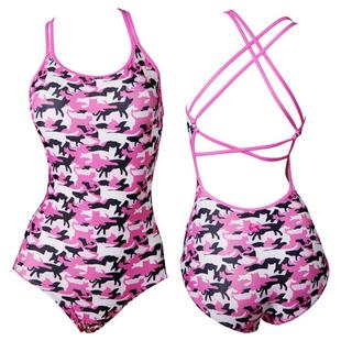 鎏酸专业竞速泳衣女士游泳馆新款粉色藏猫猫微胖温泉连体游泳衣女