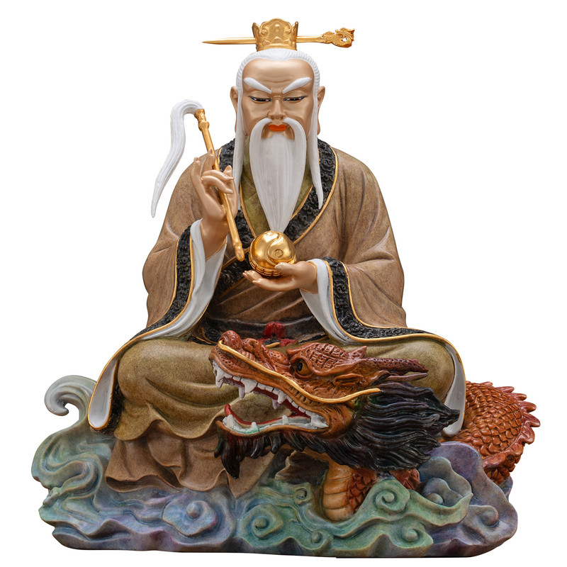 纯铜热染贴金鸿钧老祖神像摆件