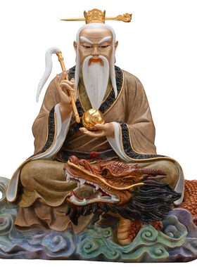 纯铜热染贴金鸿钧老祖神像摆件