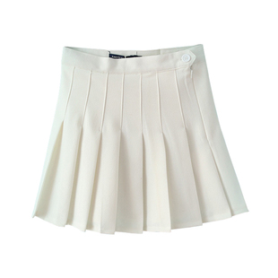 BERAN 水原希子复古少女感高腰显瘦梭织压褶百褶裙网球裙半身裙