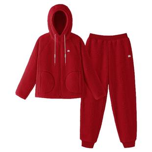 蕉内红色计划506Home男款仿羊羔绒家居服女加厚冬马年本命年睡衣