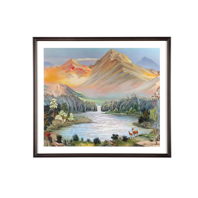 金山聚宝图手工铜雕山水装饰画