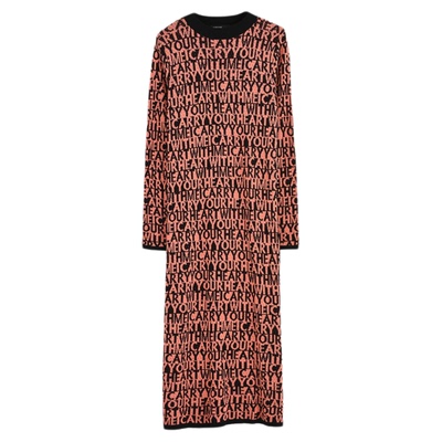 AUM噢姆原创设计连衣裙印花长袖针织裙子