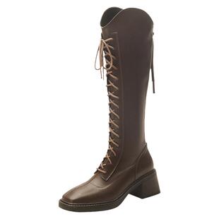 高筒靴子女2025年秋冬季新款长靴粗跟高跟骑士靴今年流行的长筒靴