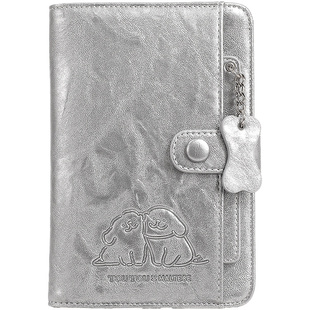 TOUTOU线条小狗护照夹钱包一体长款男士证件收纳卡包生日礼物女款