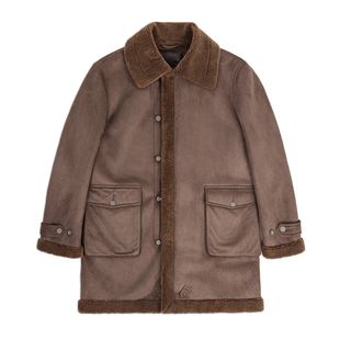 马登工装美式复古B7麂皮绒派克大衣中长款仿羊羔毛加厚外套男款冬