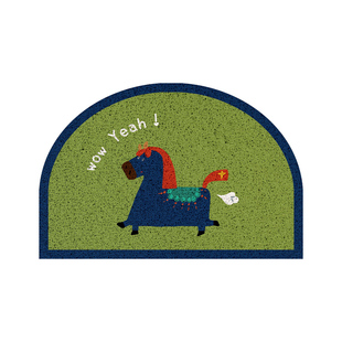 鹿小调原创马年入户门丝圈地垫半圆进门垫可爱耐磨防滑脚垫可定制